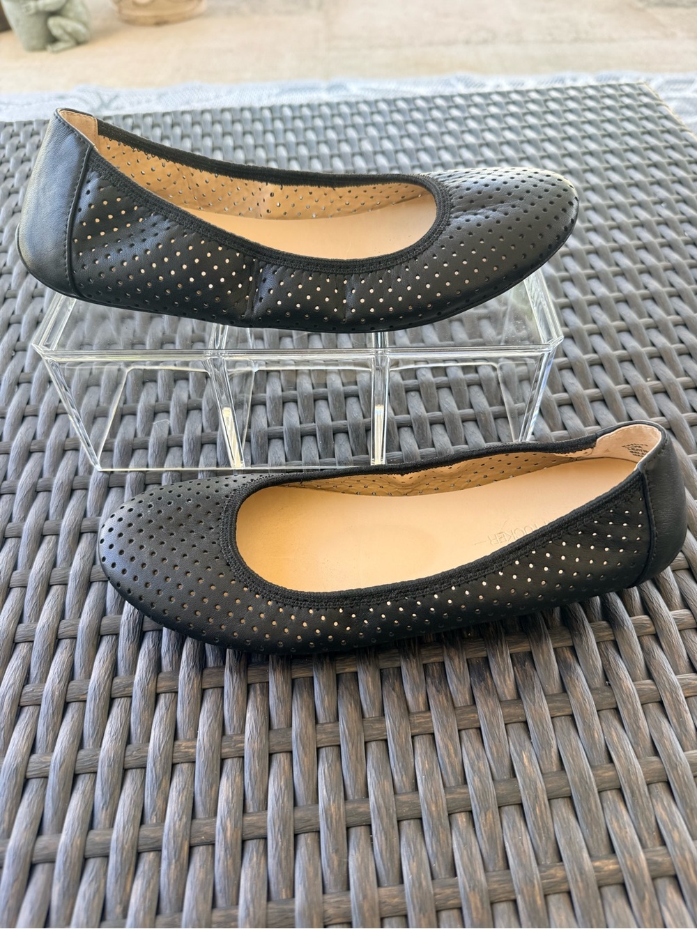 Adam Tucker Black Perforated Ballet Flats - Picture 13 of 15